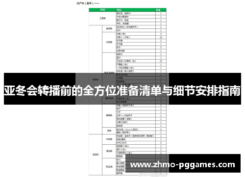 亚冬会转播前的全方位准备清单与细节安排指南